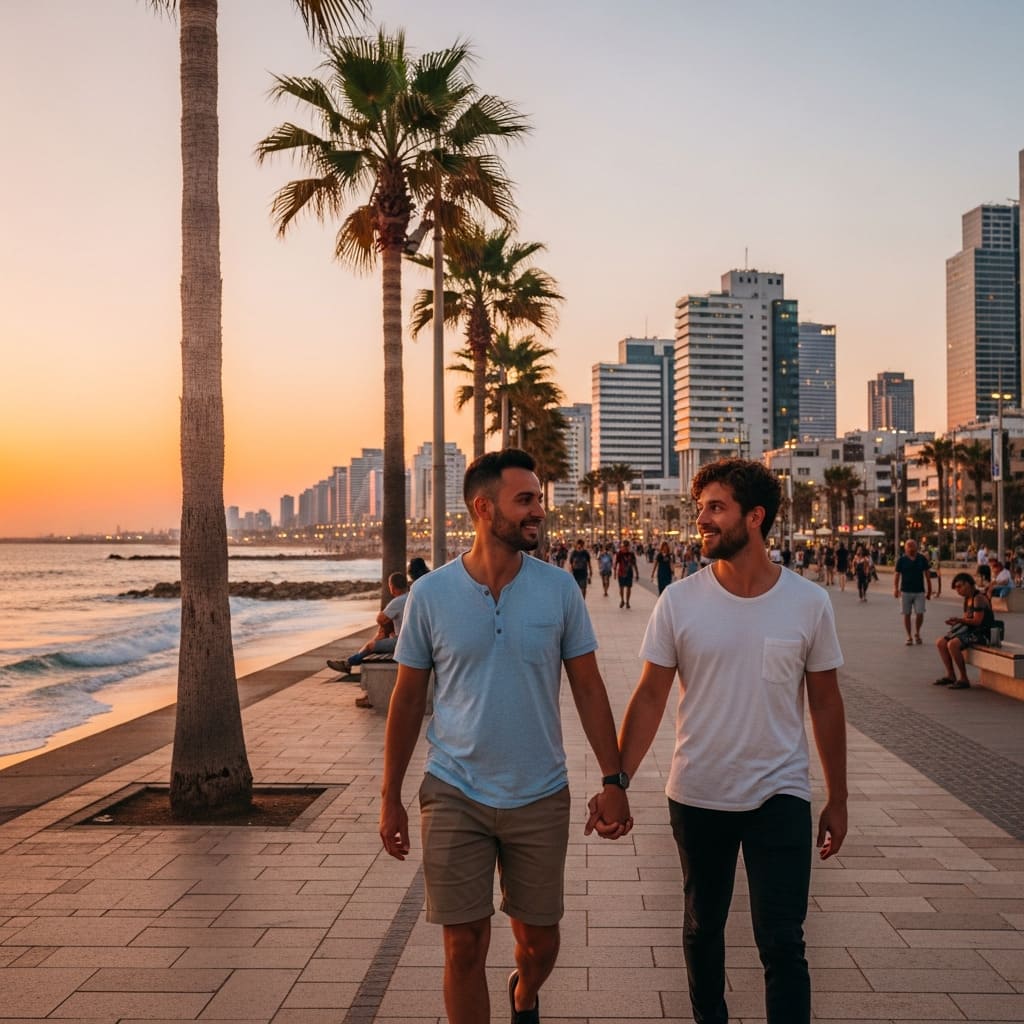 Tel Aviv skyline, a hub for gay sugar dating in Israel.