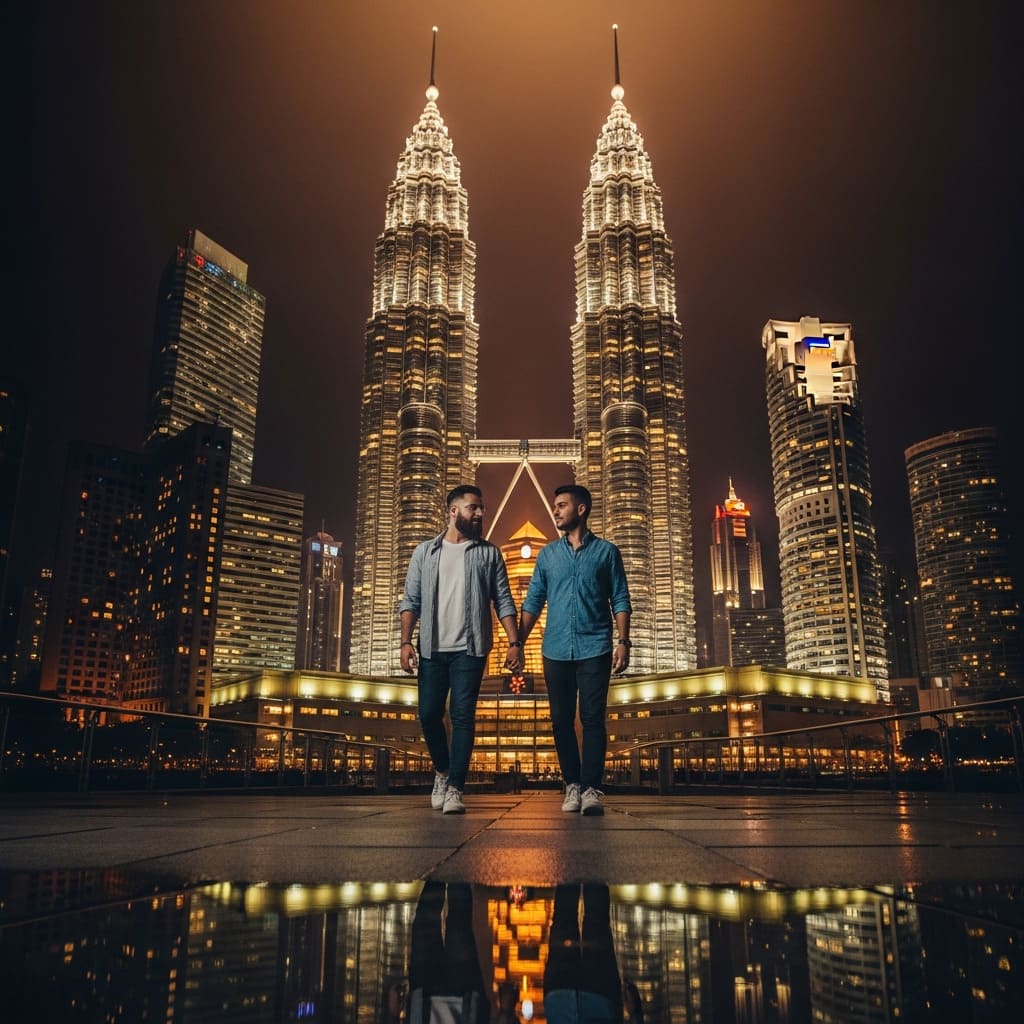 The Petronas Towers in Kuala Lumpur, a hub for gay sugar dating in Malaysia.